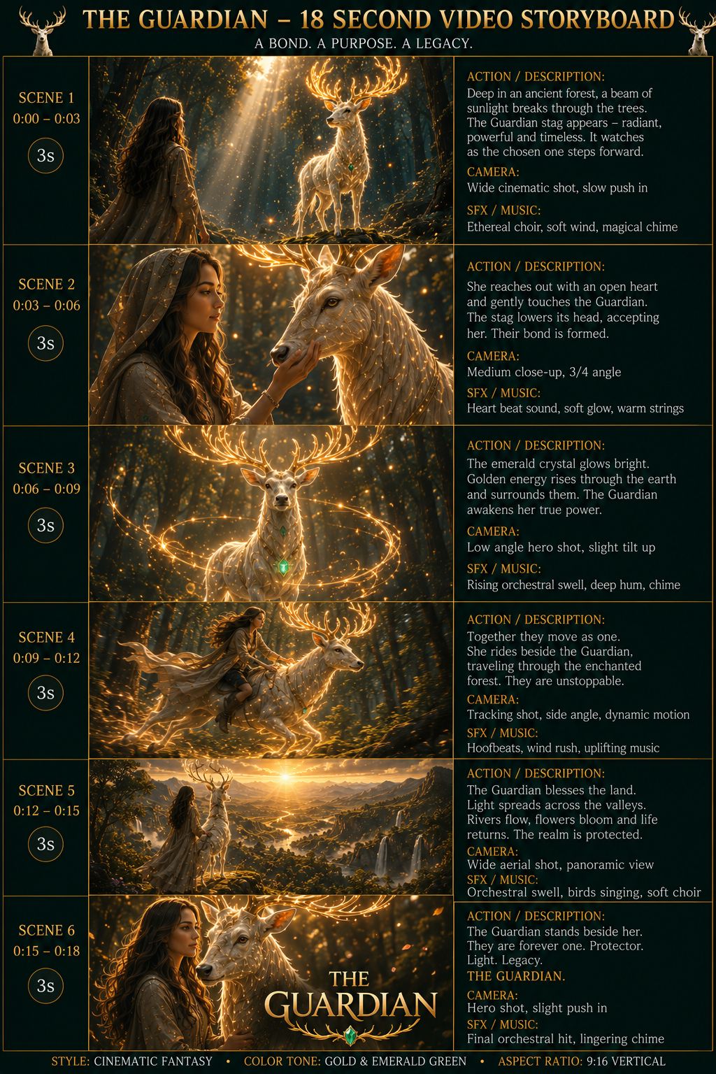 The Guardian — 18 second cinematic fantasy MVP storyboard sample